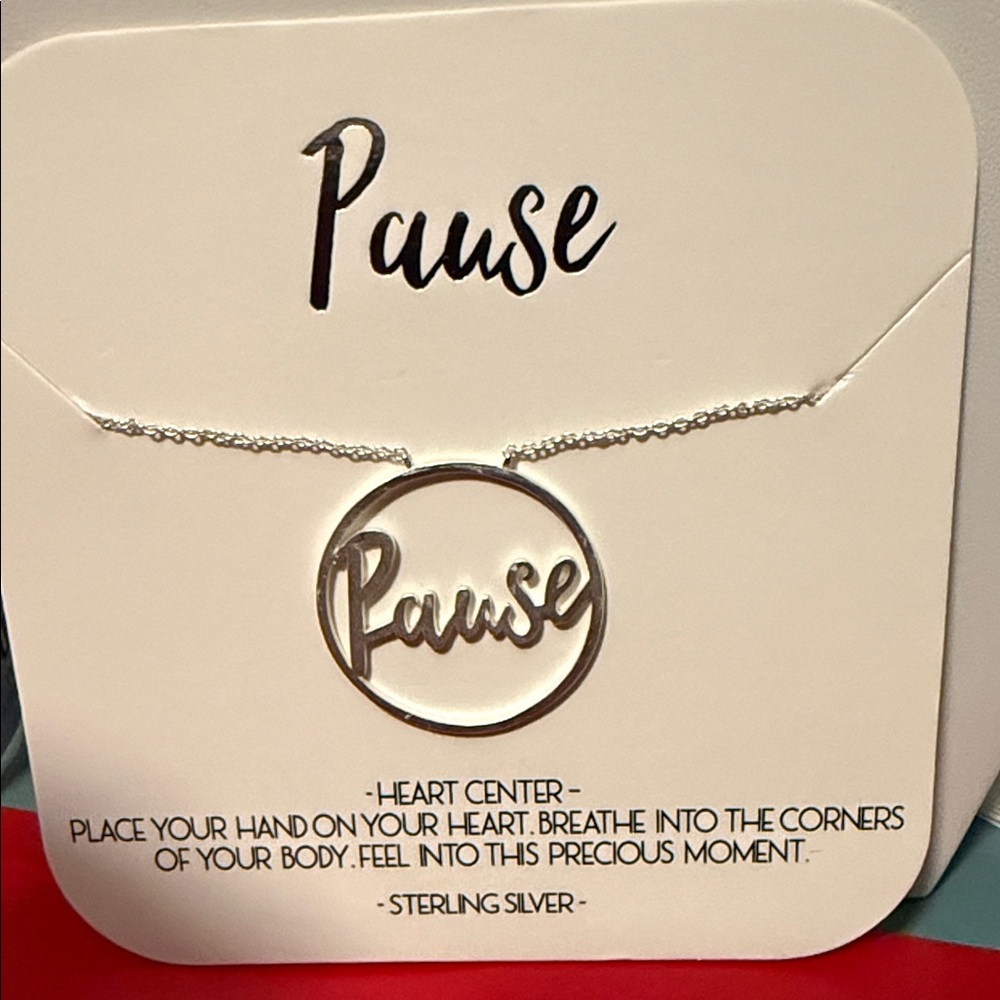 Sterling Silver Script Circle Necklace - Sterling Silver